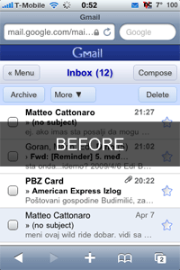 Gmail App for iPhone - before